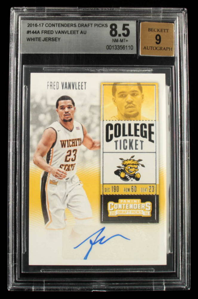 Fred VanVleet 2016-17 Panini Contenders Draft Picks #144A AU/White Jersey - Card Grade - (BGS 8.5) - Autograph Graded Beckett (BGS) 9 - Rookie Card