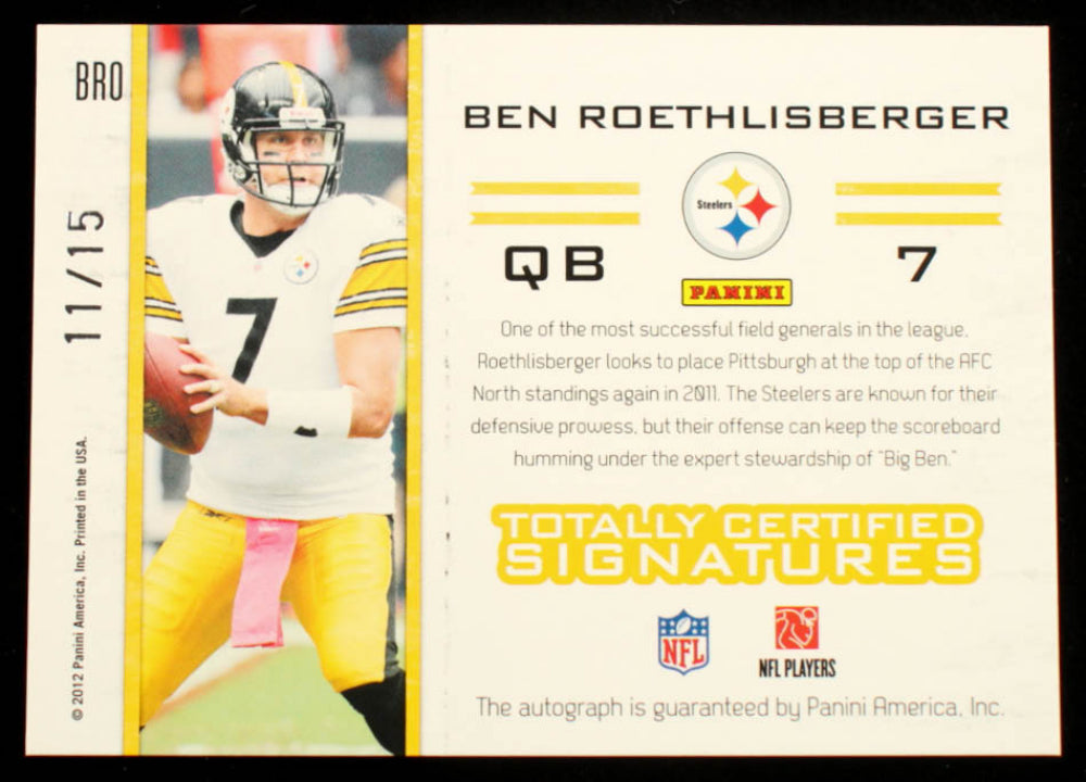 Ben Roethlisberger 2011 Totally Certified Gold Signatures #17 Serially Numbered #11 / 15