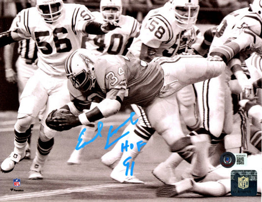 Earl Campbell Signed Oilers 8x10 Photo Inscribed "HOF 91" (Beckett)