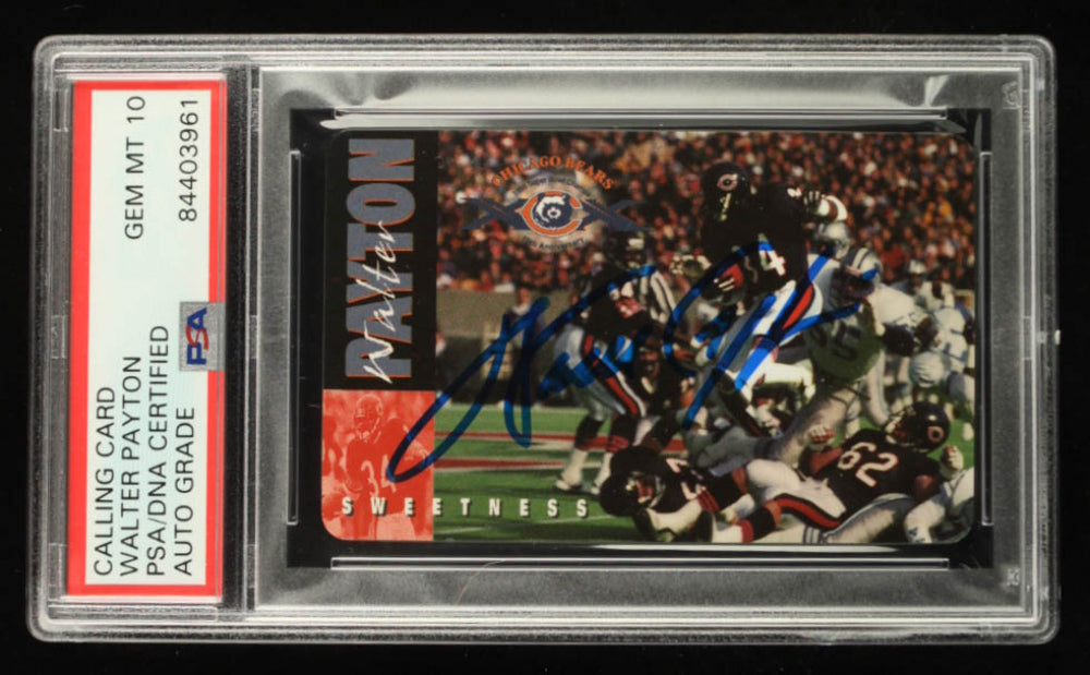 Walter Payton Signed 1995 10th Anniversary Collection Phone Card - Autograph Graded (PSA) 10