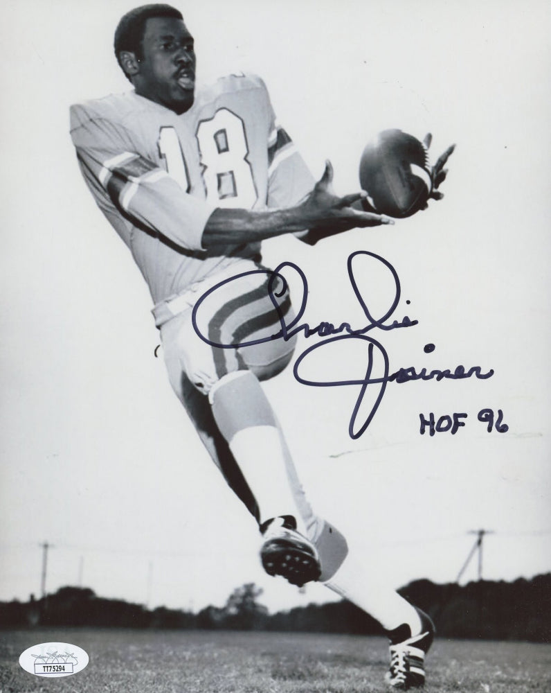 Charlie Joiner Signed (JSA) Chargers 8x10 Photo Inscribed "HOF 96" (JSA)