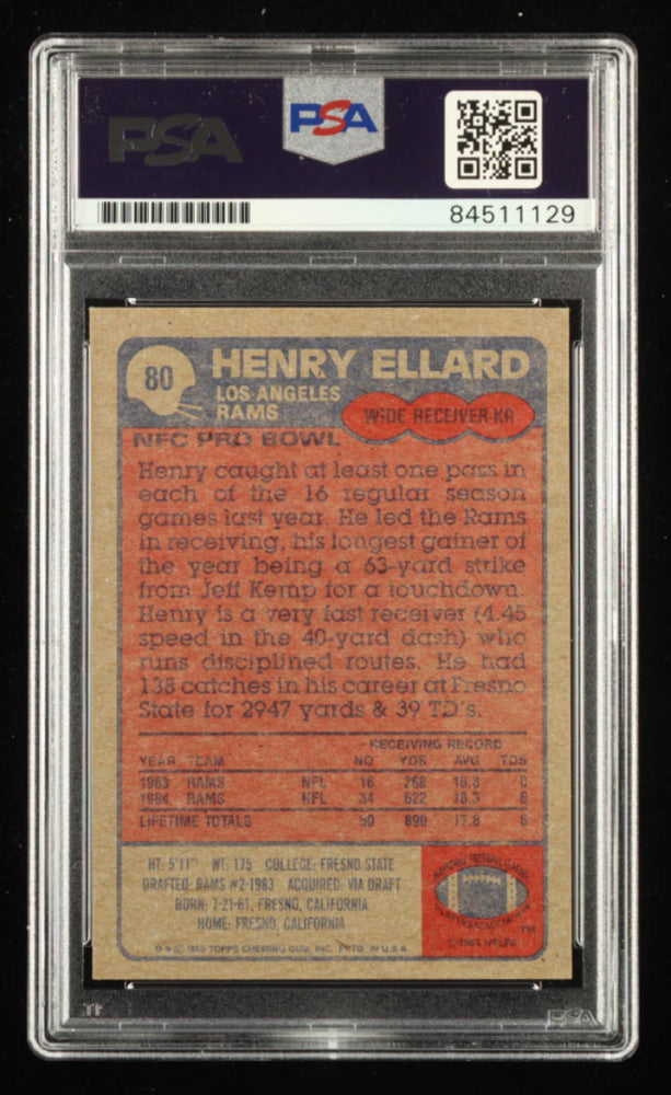 Henry Ellard Signed 1985 Topps #80 (PSA) Rookie Card