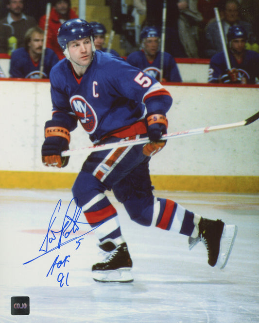 Denis Potvin Signed Islanders 8x10 Photo Inscribed "HOF 91" (COJO)