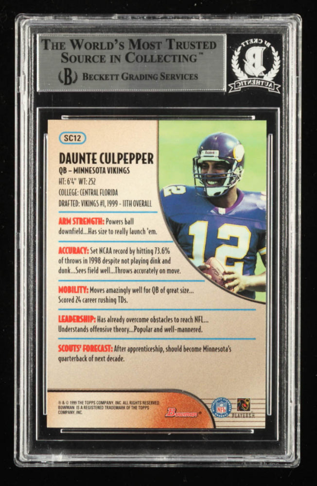 Daunte Culpepper Signed 1999 Bowman Scout's Choice #SC12 (BGS) Rookie Card