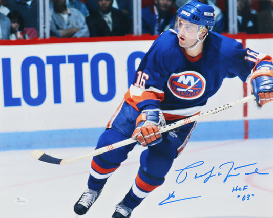 Pat Lafontaine Signed (JSA) Islanders 16x20 Photo Inscribed "HOF "03""