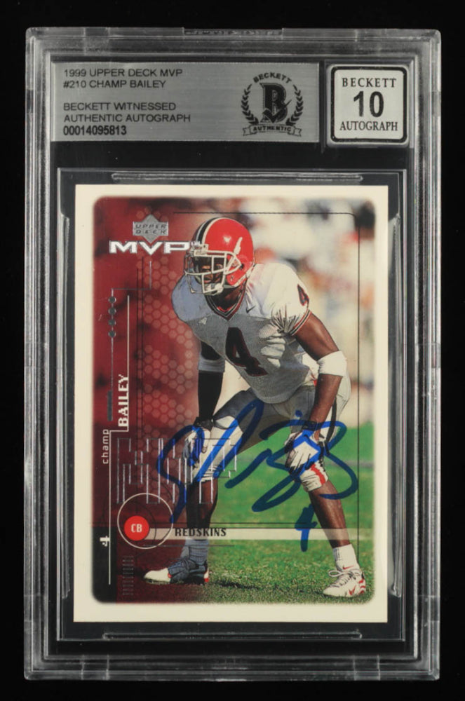 Champ Bailey Signed 1999 Upper Deck MVP #210 - Rookie Card | Autograph Graded Beckett (BGS) 10