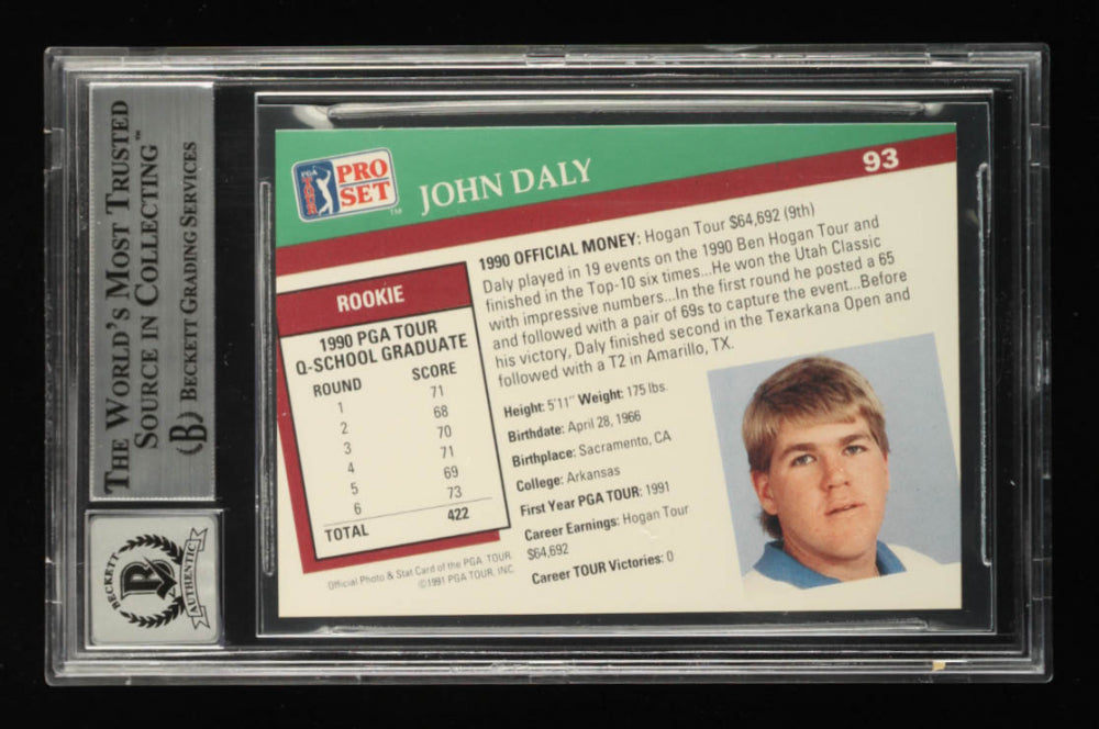 John Daly Signed 1991 Pro Set #93 - Rookie Card | Autograph Graded Beckett (BGS) 10