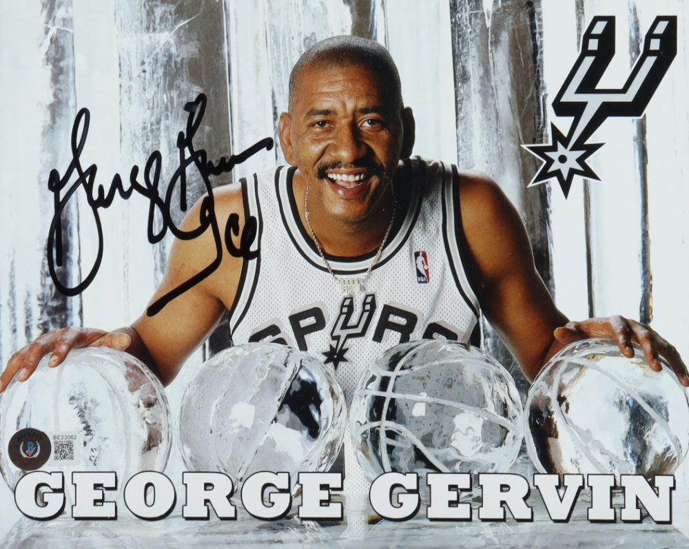 George Gervin Signed Spurs 8x10 Photo Inscribed "Ice" (Beckett)