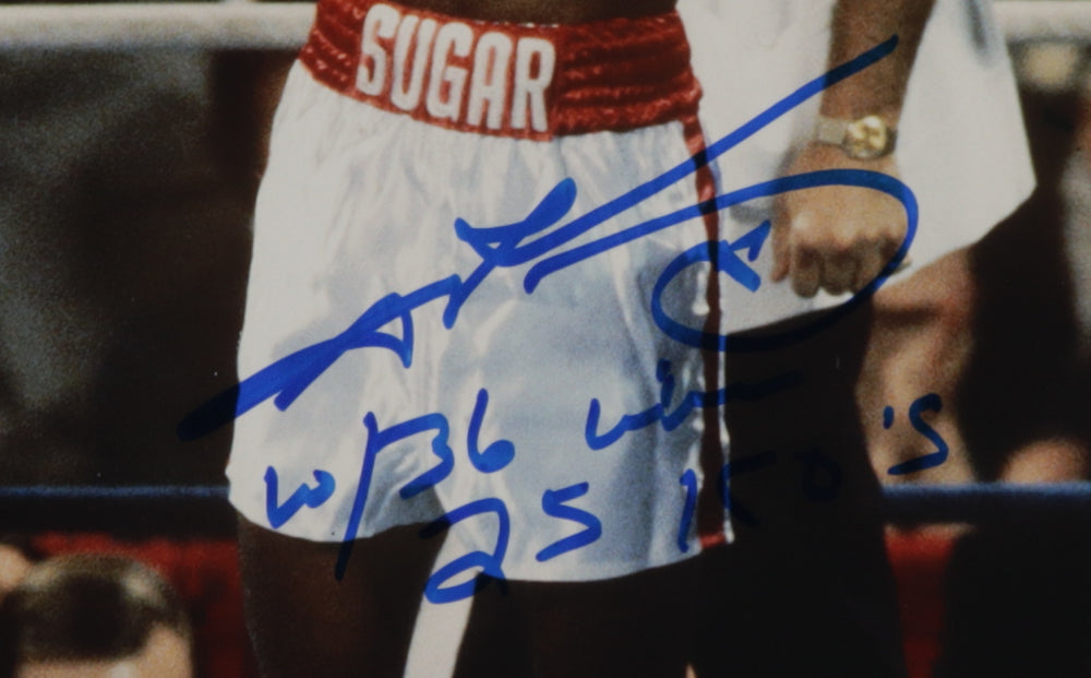 Sugar Ray Leonard Signed 11x14 Photo Inscribed "36 Wins 25 KO's" (Beckett)