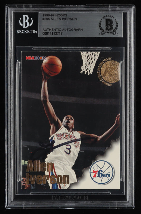 Allen Iverson Signed 1996-97 Hoops #295 (BGS) - Rookie Card