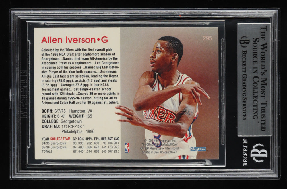 Allen Iverson Signed 1996-97 Hoops #295 (BGS) - Rookie Card