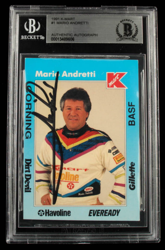 Mario Andretti Signed 1991 K-Mart #1 (BGS)