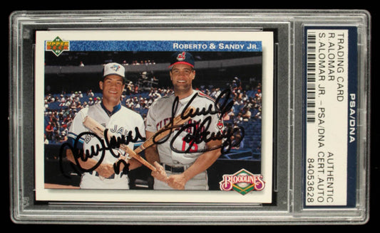 Roberto Alomar & Sandy Alomar Jr. Signed 1992 Upper Deck #81 (PSA)