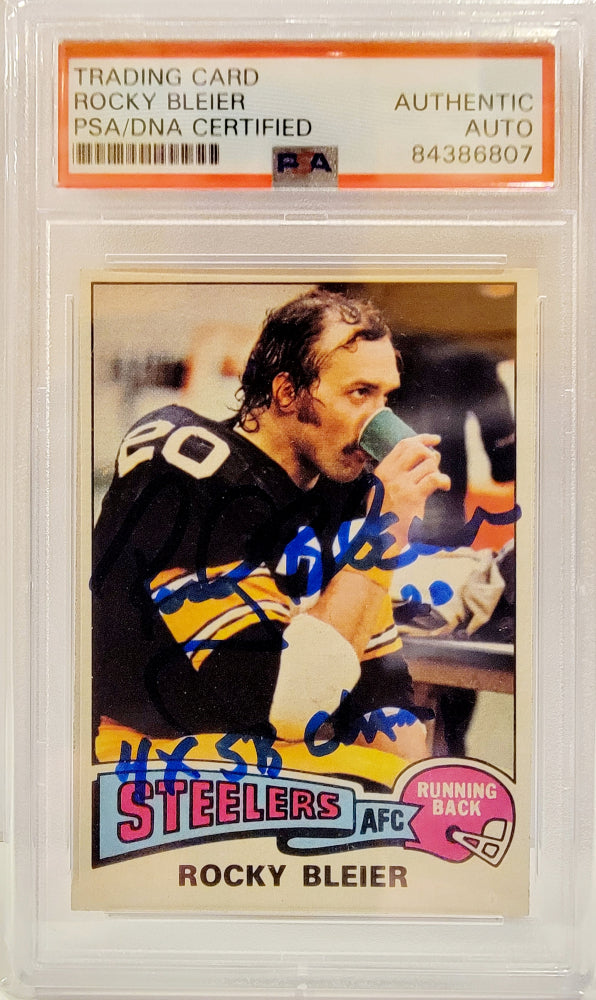 Rocky Bleier Signed 1975 Topps #39 Inscribed "4x SB Champ" (PSA) Rookie Card