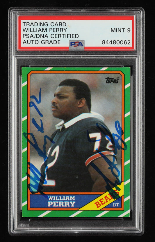 William Perry Signed 1986 Topps #20 Inscribed "The Fridge" - Rookie Card | Autograph Graded PSA 9