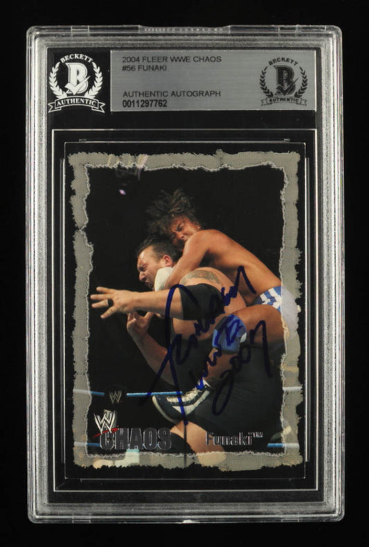 Funaki Signed 2004 Fleer WWE Chaos #56 Inscribed "WWE 2007" (BGS)