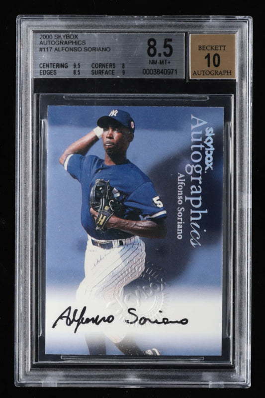 Alfonso Soriano 2000 SkyBox Autographics #117 Card Grade (BGS) 8.5 / Autograph Graded Beckett (BGS) 10 - Rookie Card