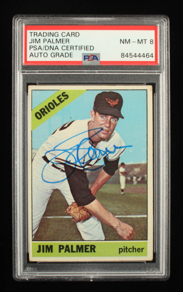 Jim Palmer Signed 1966 Topps #126  Rookie Card - Autograph Graded (PSA) 8