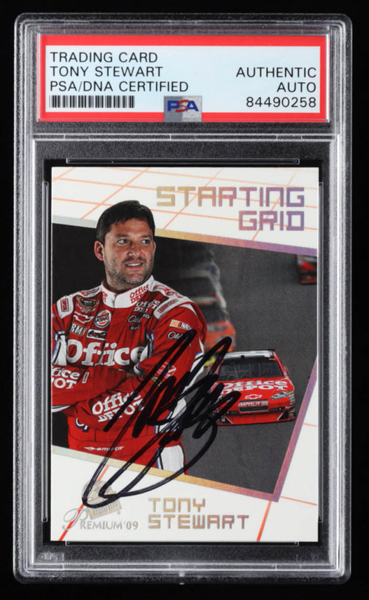 Tony Stewart Signed 2009 Press Pass Premium #76 SG (PSA)