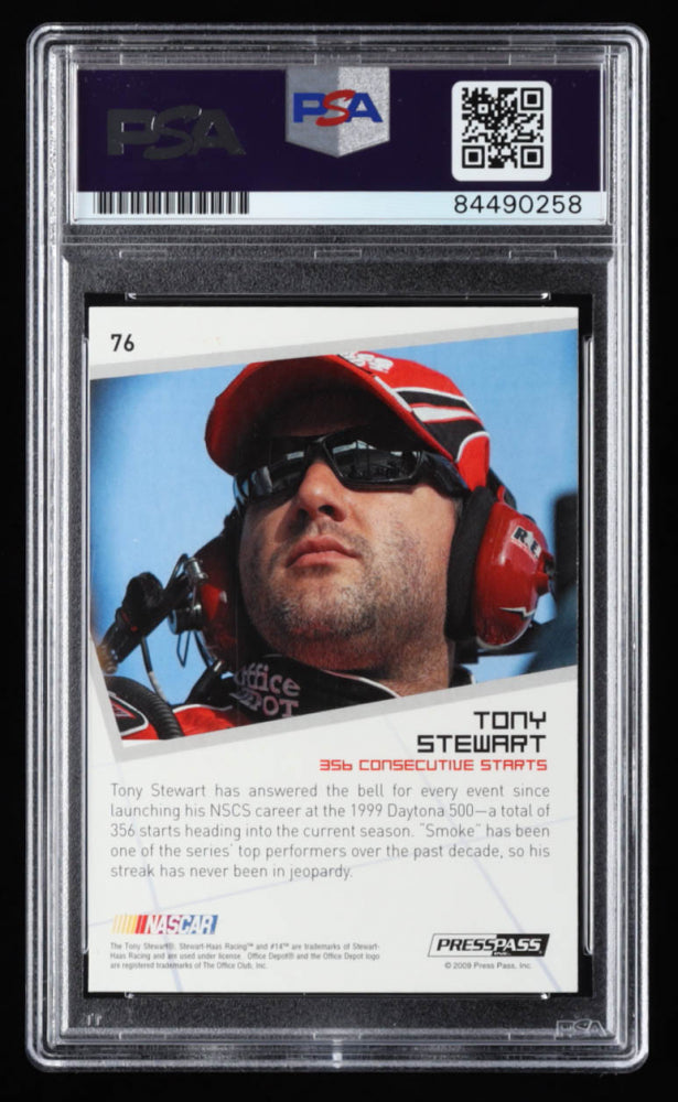 Tony Stewart Signed 2009 Press Pass Premium #76 SG (PSA)