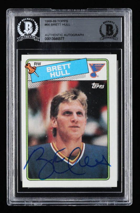 Brett Hull Signed 1988-89 Topps #66 DP (BGS) - Rookie Card