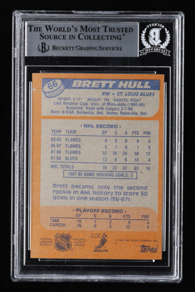 Brett Hull Signed 1988-89 Topps #66 DP (BGS) - Rookie Card