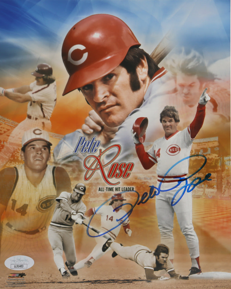 Pete Rose Signed Reds 8x10 Photo (JSA)