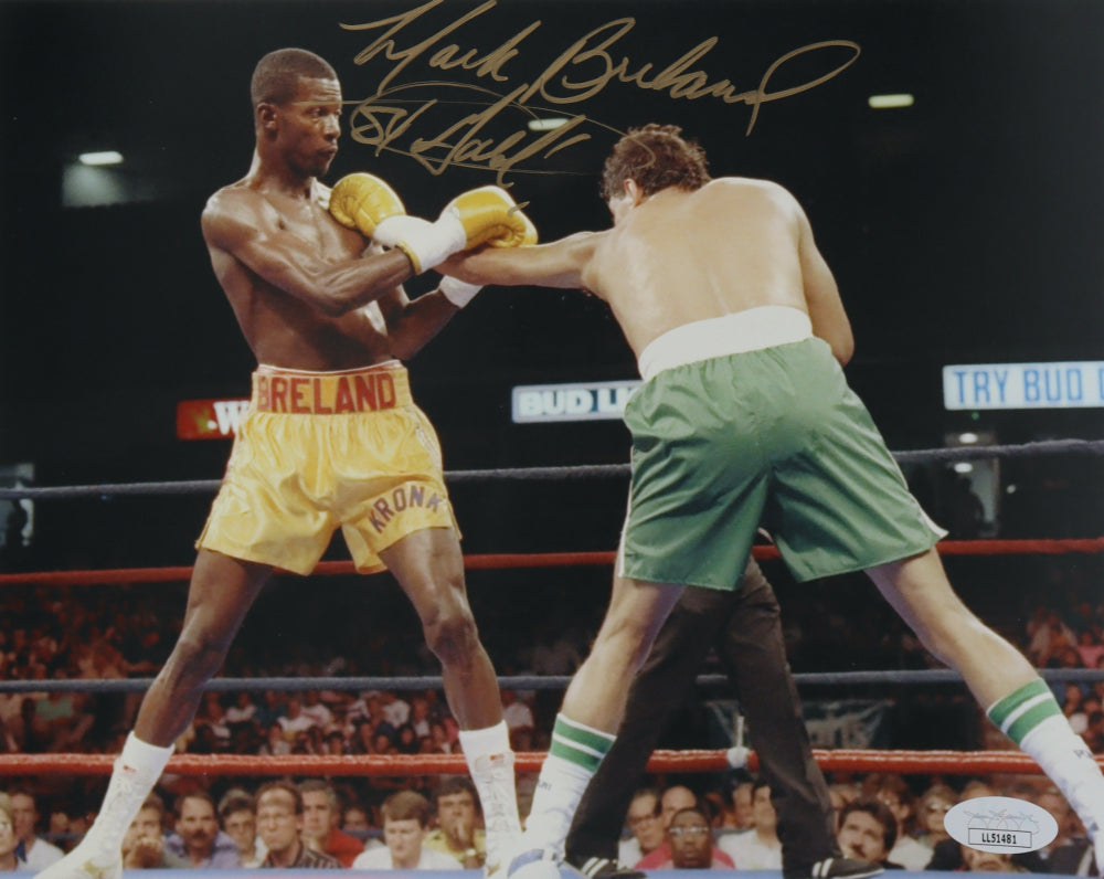 Mark Breland Signed 8x10 Photo Inscribed "84 Gold" (JSA)