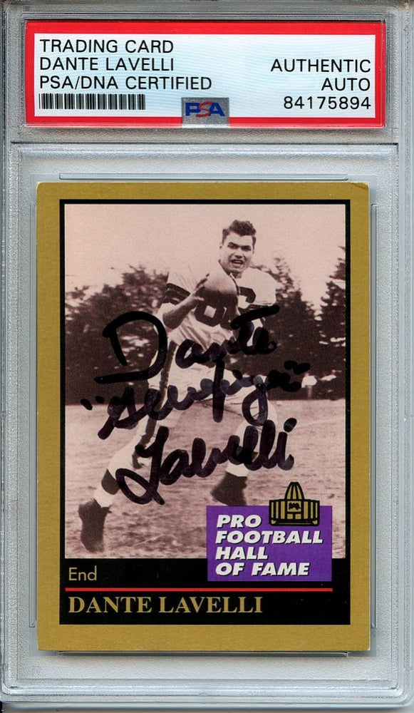 Dante "Gluefingers" Lavelli Signed 1991 ENOR Pro Football HOF #85 (PSA)