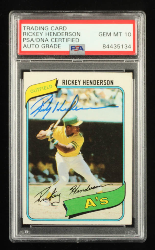 Rickey Henderson Signed 1980 Topps #482 Rookie Card | Autograph Graded (PSA) 10