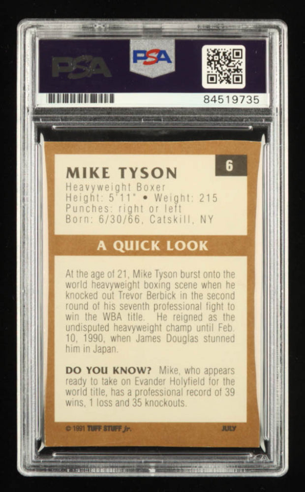 Mike Tyson Signed 1991 Tuff Stuff Jr. #6 (PSA)