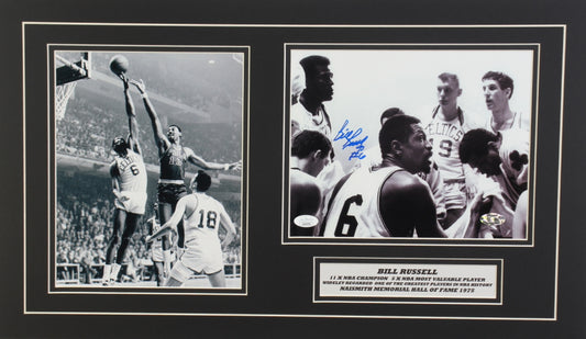 Bill Russell Signed (JSA) Celtics 14x24 Custom Matted Photo Display