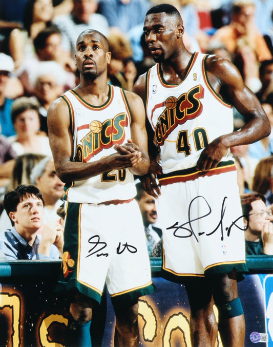 Shawn Kemp & Gary Payton Signed (Beckett) SuperSonics 16x20 Photo