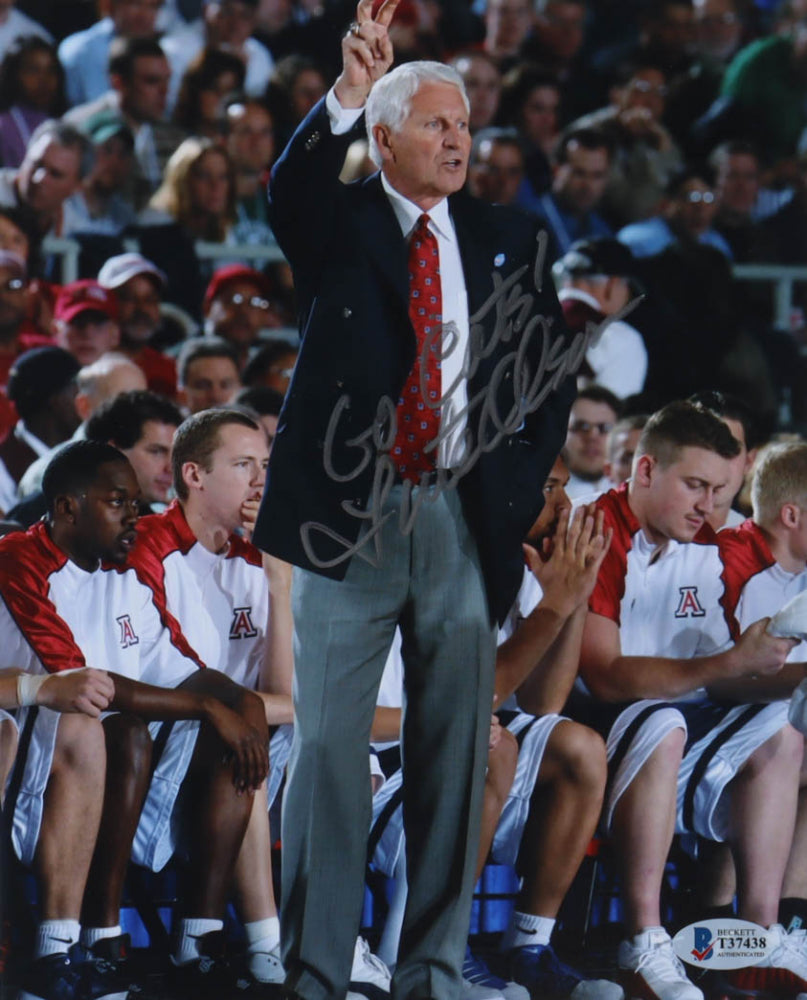 Lute Olson Signed Arizona Wildcats 8x10 Photo Inscribed "Go Cats!" (Beckett) Former Head Coach
