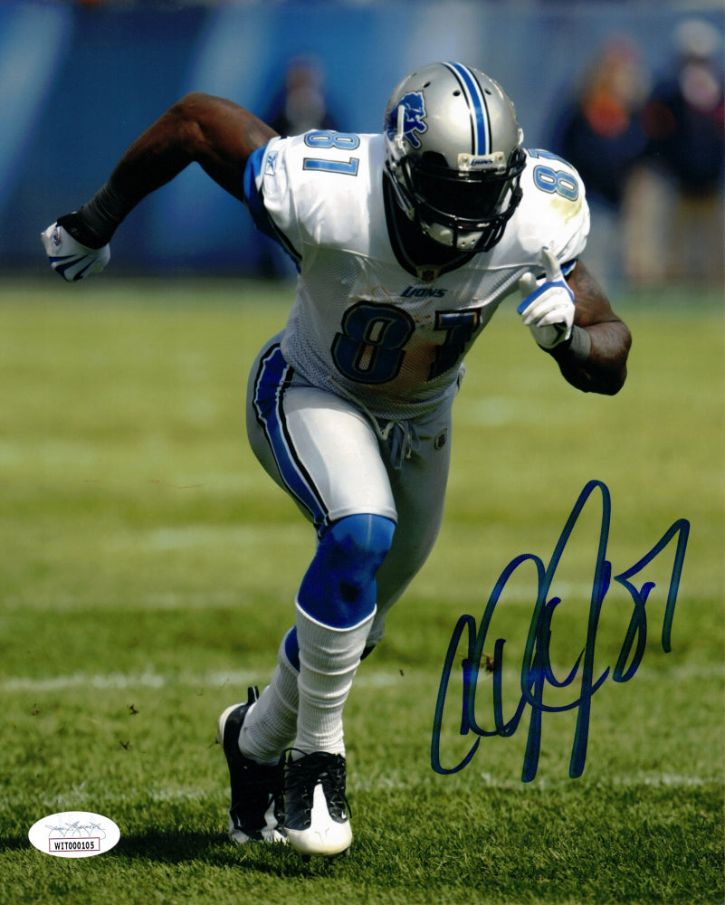 Calvin Johnson Signed Lions 8x10 Photo (JSA)