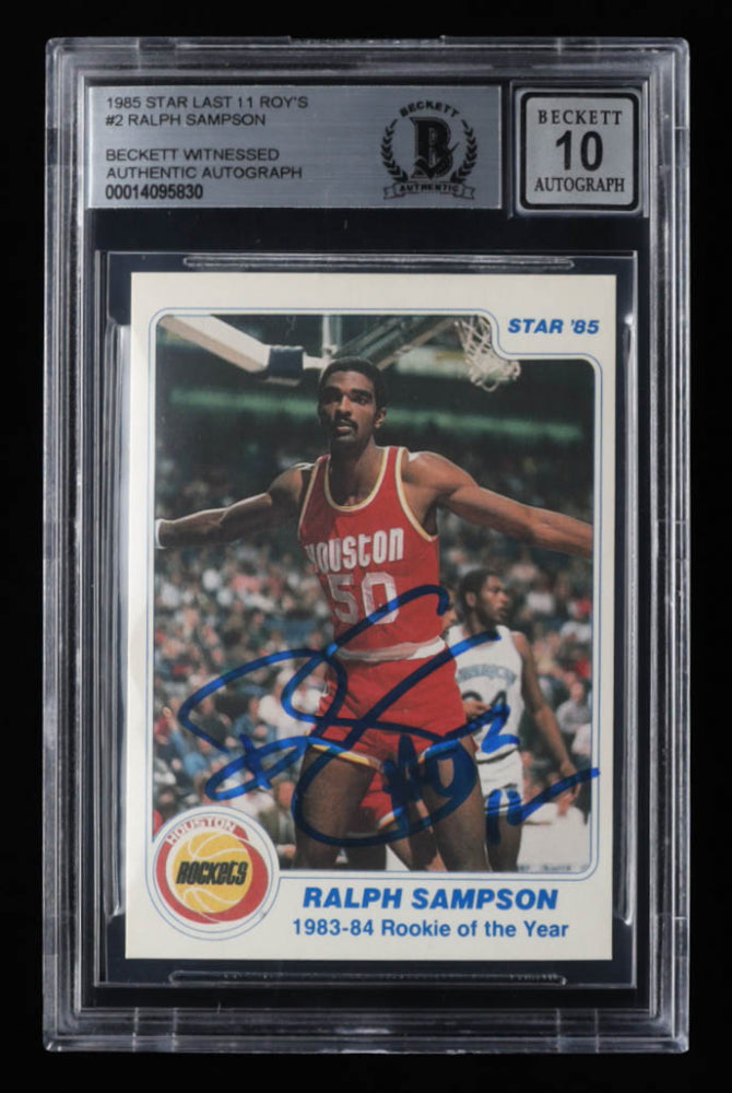 Ralph Sampson Signed 1985 Star Last 11 ROY's #2 - Autograph Graded Beckett (BGS) 10