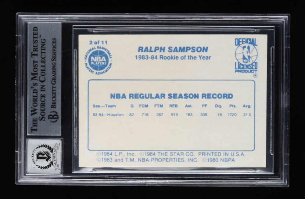 Ralph Sampson Signed 1985 Star Last 11 ROY's #2 - Autograph Graded Beckett (BGS) 10