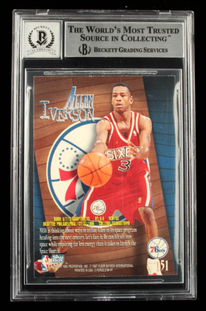 Allen Iverson Signed 1996-97 Z-Force #151 Rookie Card - Autograph Graded Beckett (10)