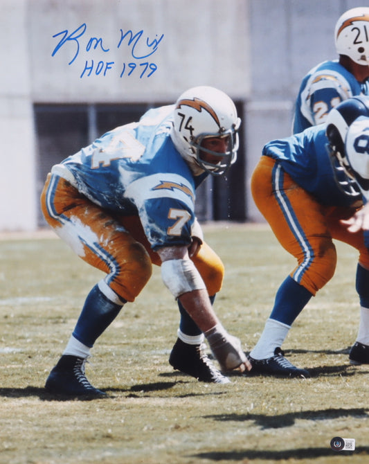 Ron Mix Signed (Beckett) Chargers 16x20 Photo Inscribed "HOF 1979"