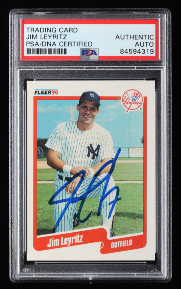 Jim Leyritz Signed 1990 Fleer Update #U112 RC (PSA) Rookie Card