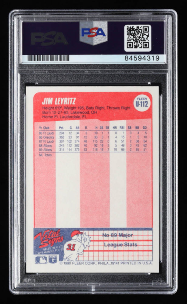 Jim Leyritz Signed 1990 Fleer Update #U112 RC (PSA) Rookie Card