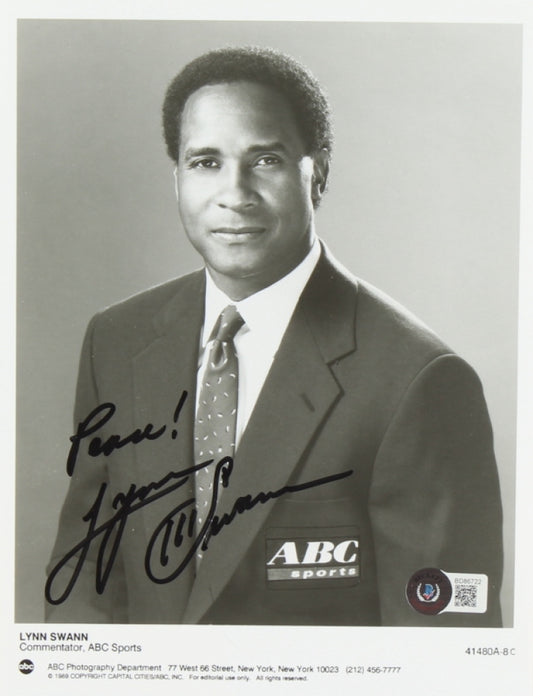 Lynn Swann Signed 8x10 Photo Inscribed "Peace!" (Beckett) ABC Sports Commentator