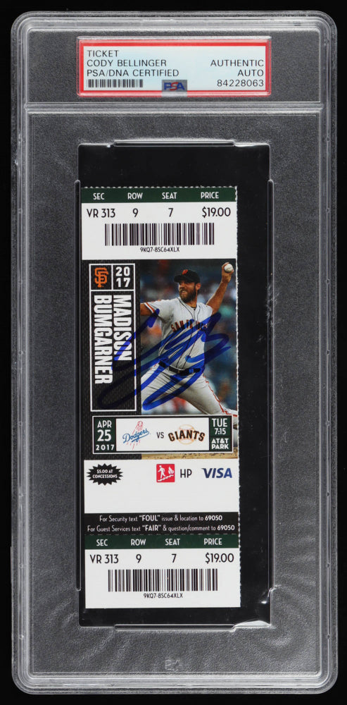 Cody Bellinger Signed 2017 Dodgers MLB Debut Ticket (PSA)