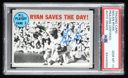 Nolan Ryan Signed 1970 Topps #197 NL Playoff Game 3 - Autograph Graded (PSA) 10