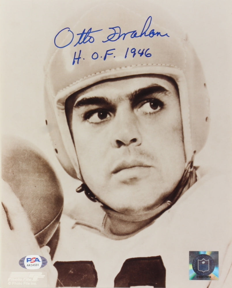 Otto Graham Signed (PSA) Northwestern Wildcats 8x10 Photo Inscribed "H.O.F. 1946" - NFL 75th, 100th All-Time Team & 3x Champ