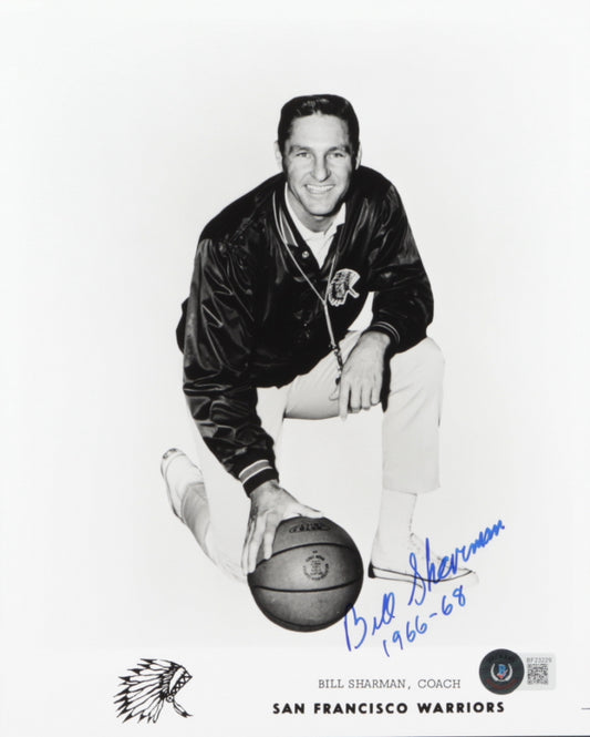 Bill Sharman Signed (Beckett) Warriors 8x10 Photo Inscribed "1966-68"