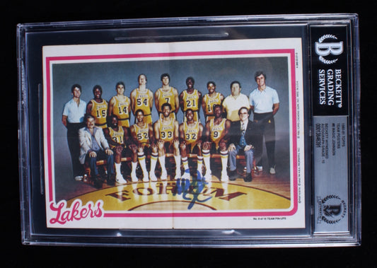 Magic Johnson Signed 1980-81 Topps Team Posters #8 - Autograph Graded Beckett (BGS) 10