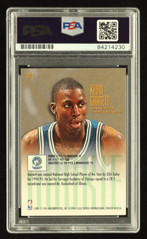 Kevin Garnett Signed 1995-96 Ultra #274 (PSA) - Rookie Card