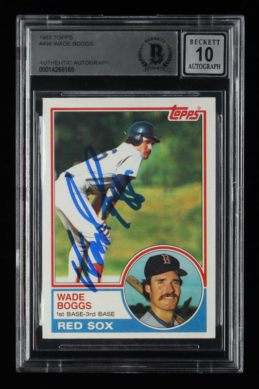 Wade Boggs Signed 1983 Topps #498 - Autograph Graded Beckett 10 - Rookie Card