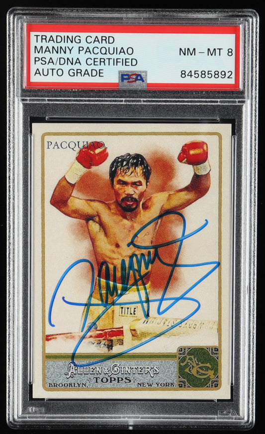 Manny Pacquiao Signed 2011 Topps Allen and Ginter #262 - Autograph Graded PSA 8 - Rookie Card